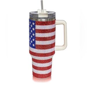 American Flag 40oz. Rhinestone Studded Tumbler